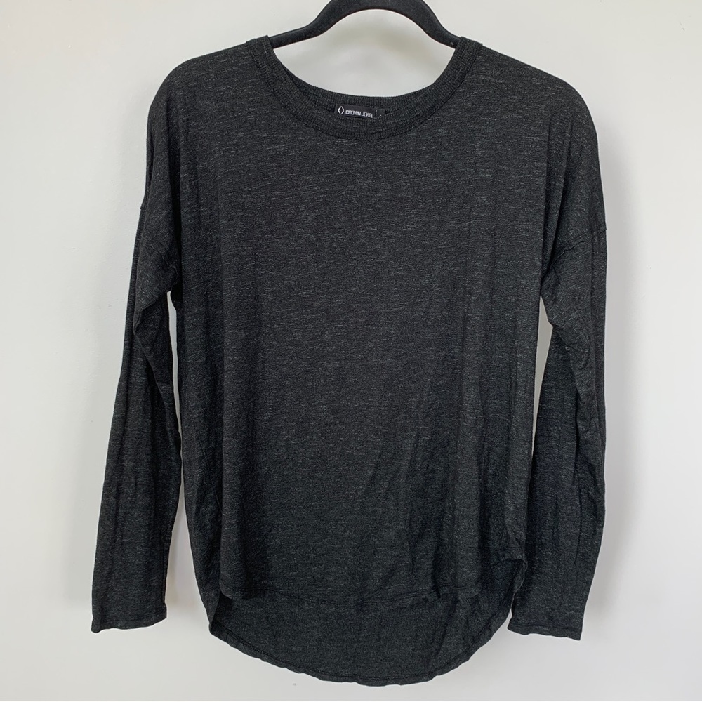 Crown Jewel Dark Grey‎ Long Sleeve Top Size S